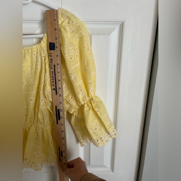 Yellow Eyelet Off-Shoulder Top - Picture 8 of 9